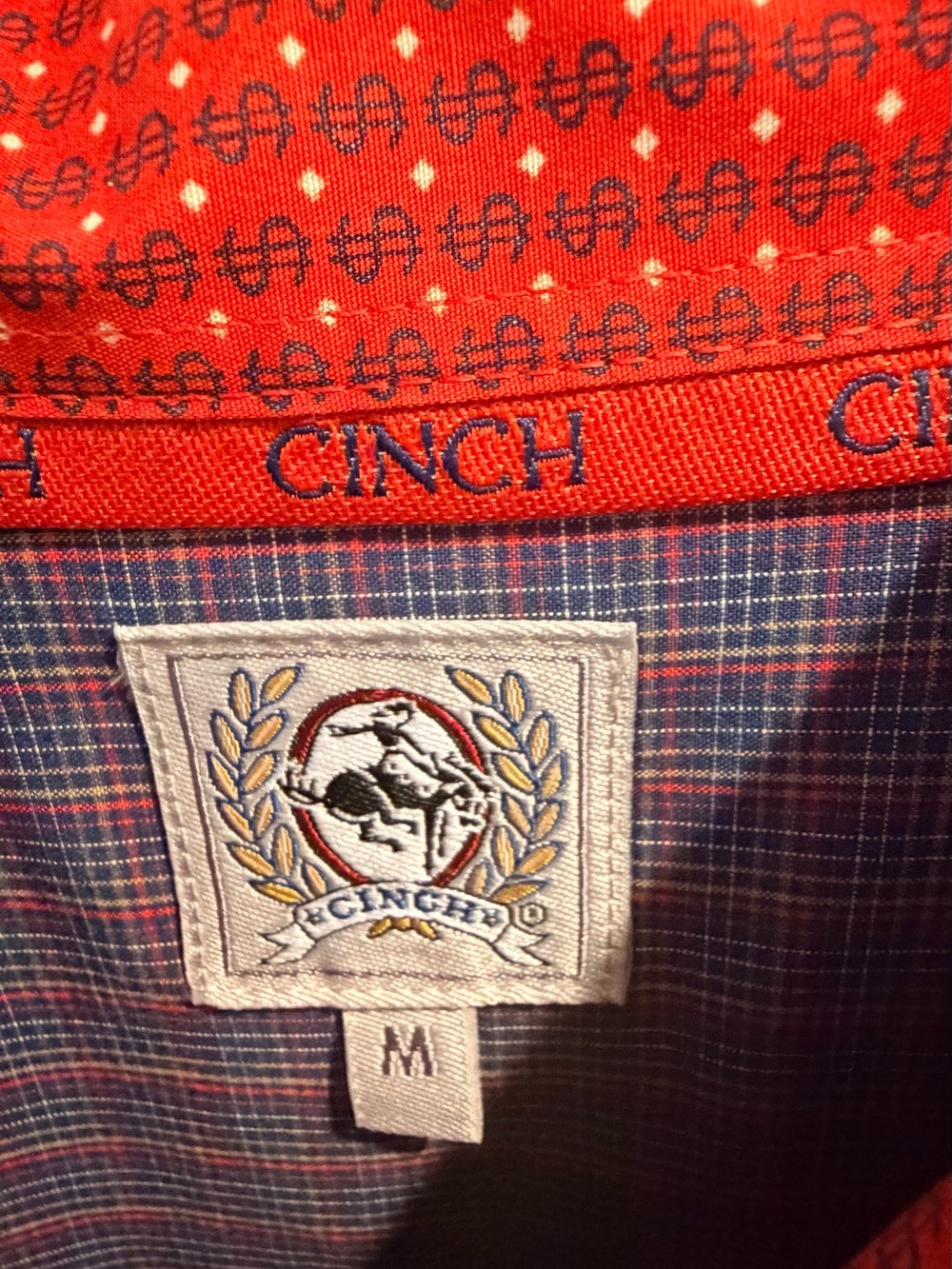 Cinch Red Navy Plaid Western Button Down Shirt Size M – Dry Cleaned